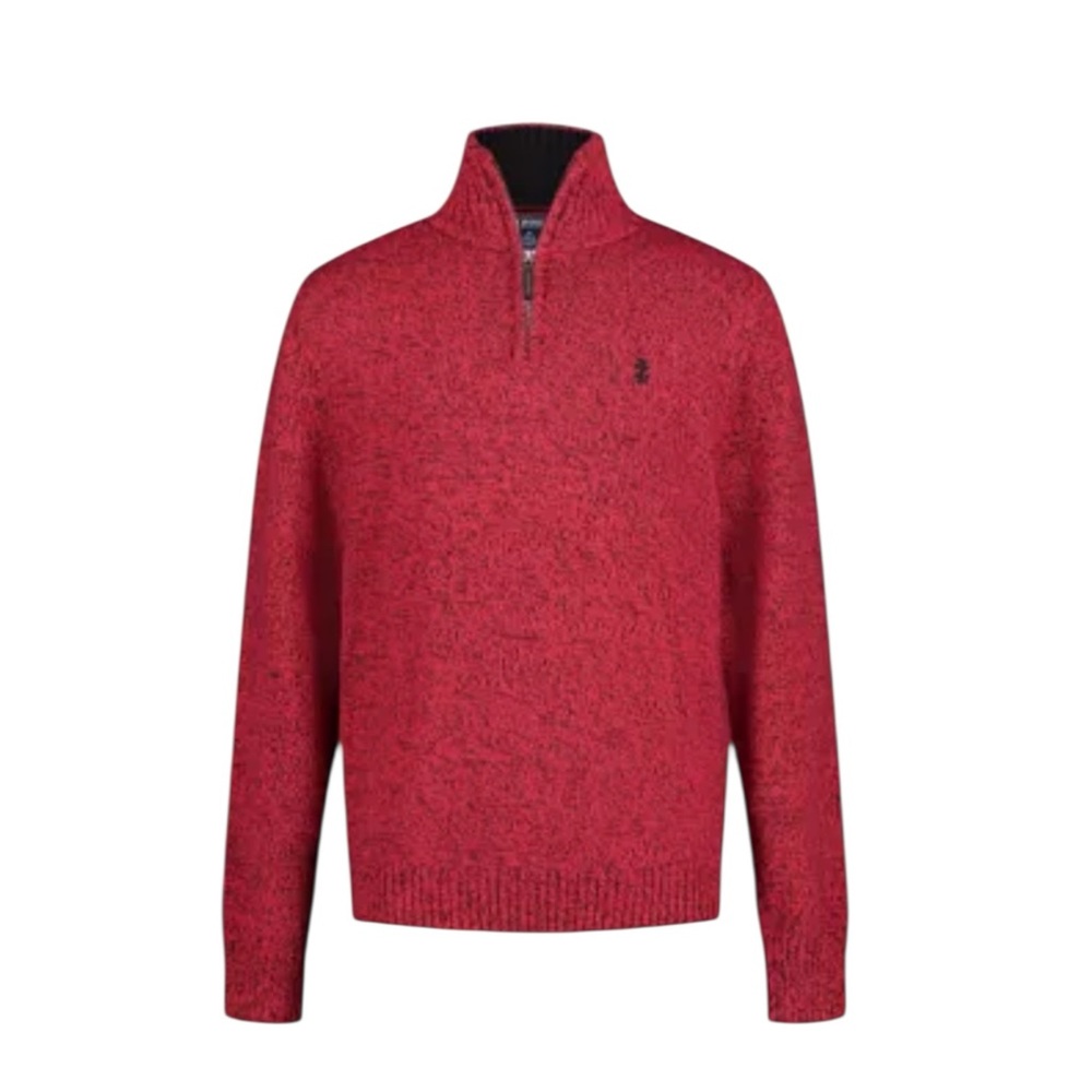 NWT Izod Boys Red Mock Neck Quarter‎ Zip Sweater Christmas Holiday Winter Warm